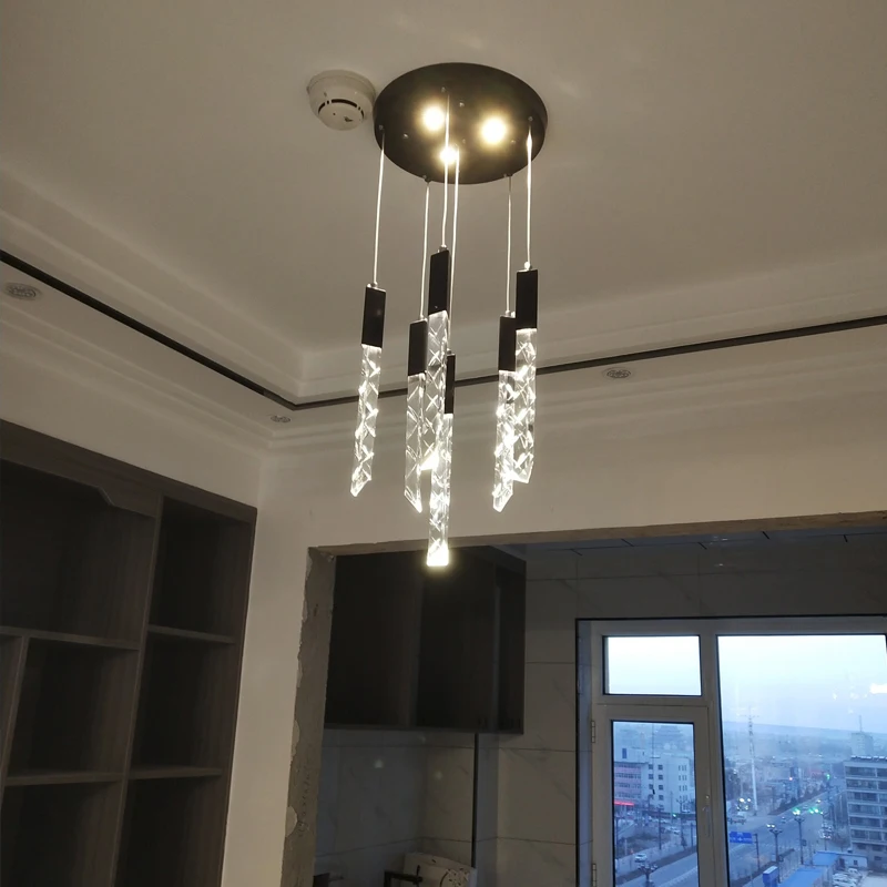 Продажа Современная светодиодная люстра с золотым светом, роскошный хрустальный светильник, комнатный подвесной светильник для лестницы