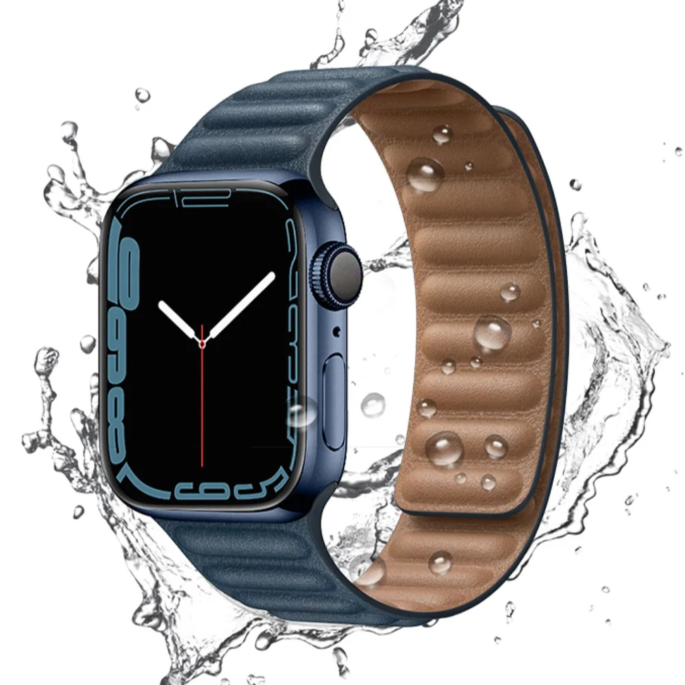 

Leather Link For Apple Watch Band 44mm 45mm 49mm 42mm 41mm 40mm Magnetic correa bracelet iWatch Series 7 8 Ultra 5 3 SE 6 Strap