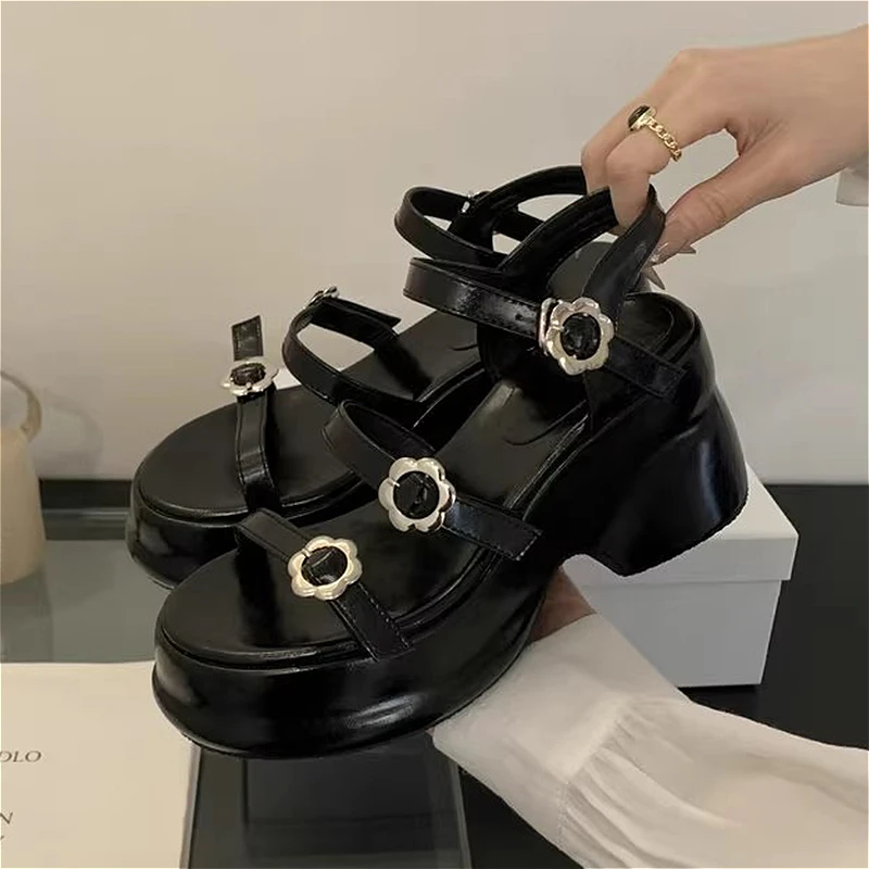 Женские босоножки на платформе и высоком каблуке туфли с открытым носком летние