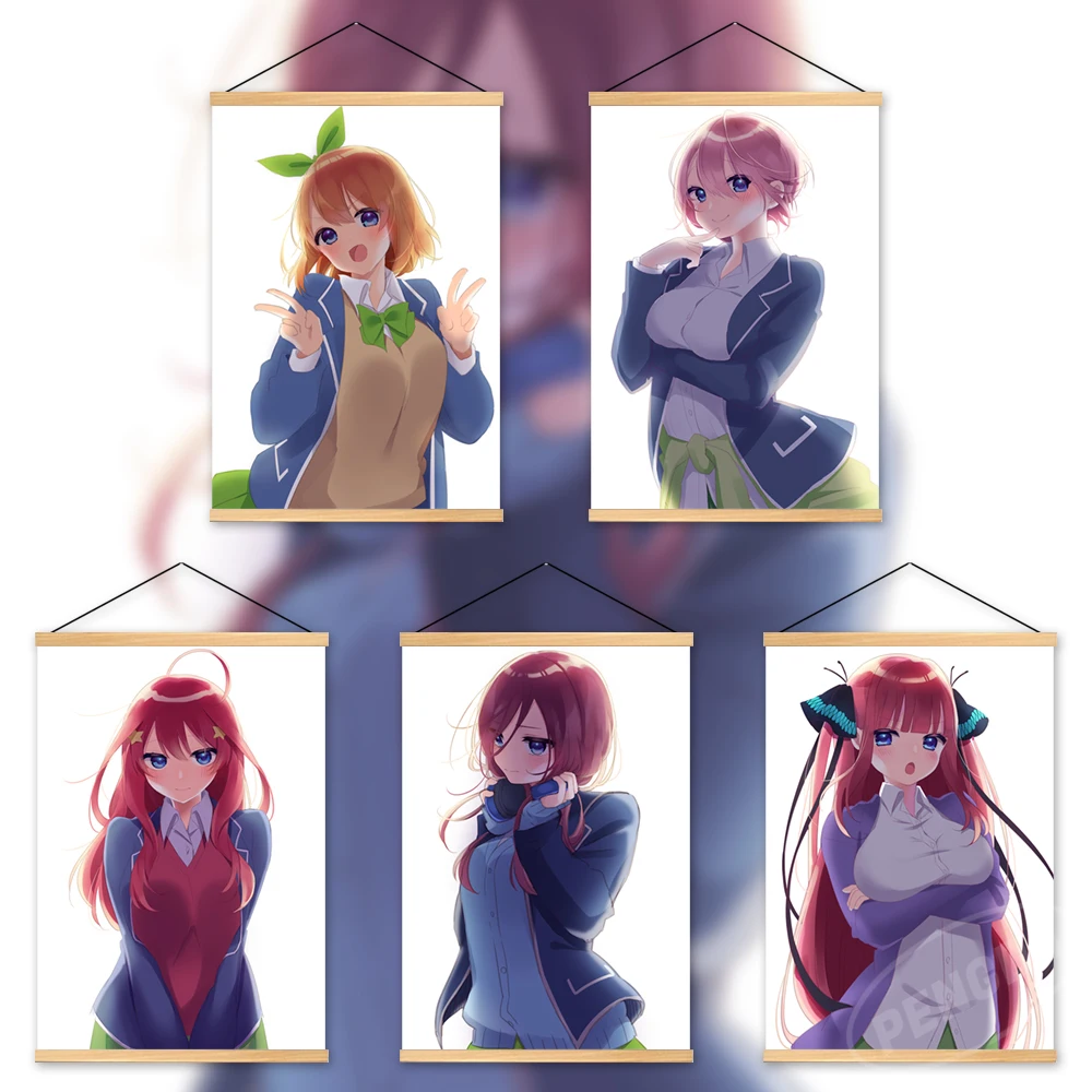 

Canvas Wooden Hanging Anime Prints Modular Wall Artwork The Quintessential Quintuplets Pictures Manga Painting Poster Home Decor