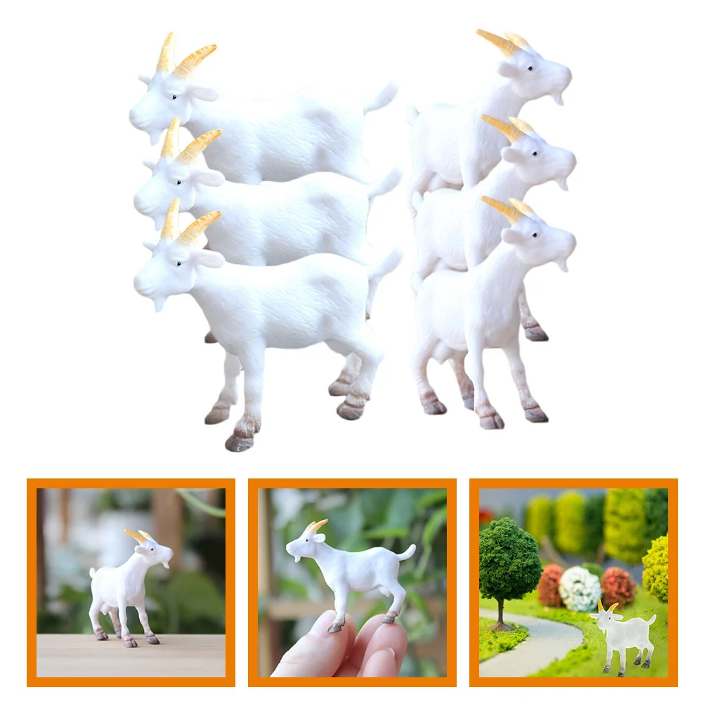 

6 Pcs Lawn Decor Garden Statues Animal Goat Model Outdoor Decoration Rural Mini Pvc Small Sculpture Models Figurines Outdoors