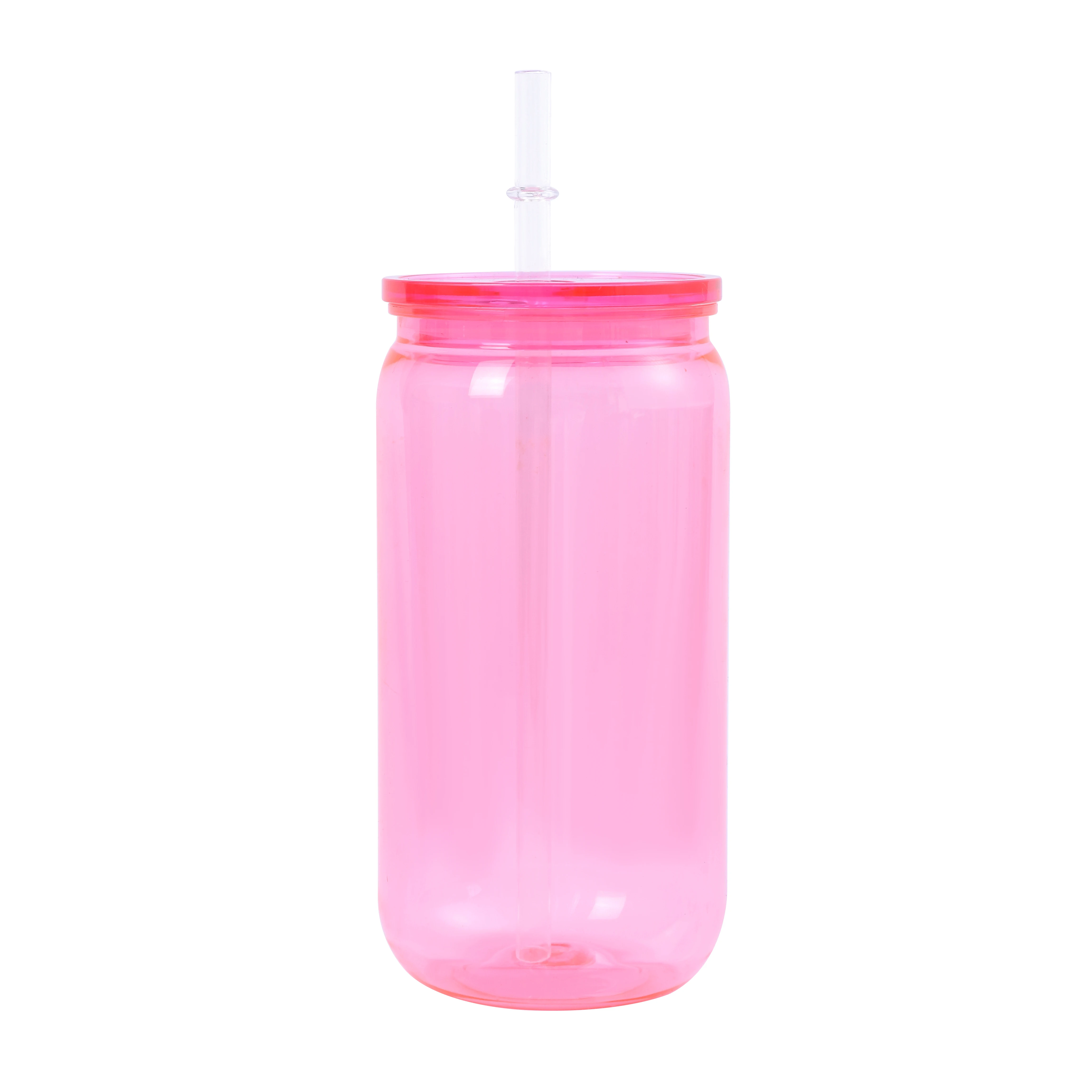 16 унций красочная крышка прозрачная пластиковая чашка с соломинкой прочная и