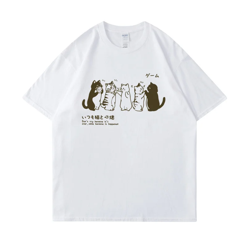 Y2K Мужская Хлопковая Теннисная Футболка В Стиле Хип-хоп С Коротким Рукавом И