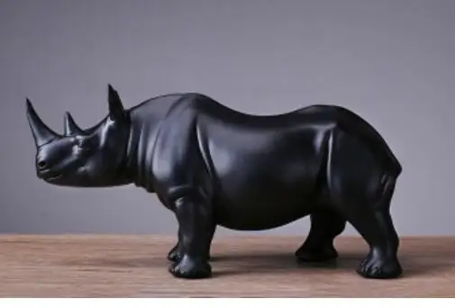 animal resin crafts black rhino home decoration creative gifts wholesale Nordic wind resin crafts statue decorated sculptures