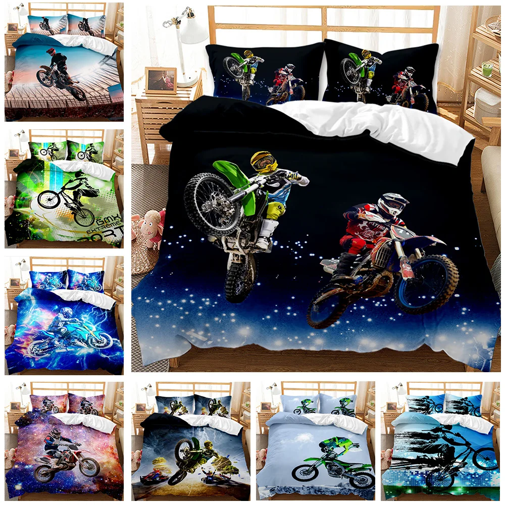 

Комплект постельного белья для мотокросса, пододеяльник с рисунком для экстремальных видов спорта, для подростков, мотоциклов