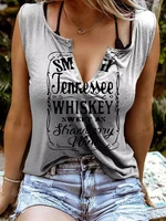whiskey sweet as strawberry wine tank dark grey women clothes 2022 summer vest sleeveless casual tops lady vest female