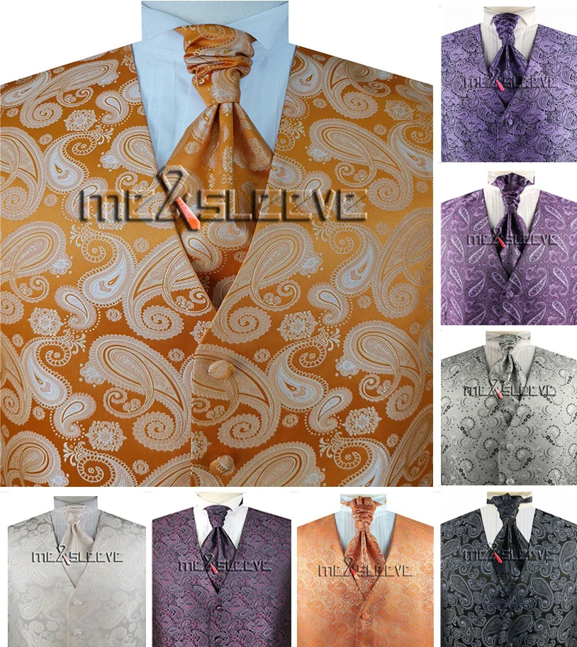 

Красивая однобортная классическая мужская официальная одежда Пейсли жилет с пакроновым комплектом