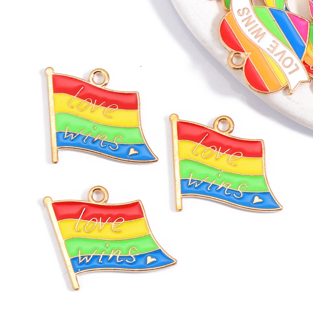 Смешанные 10 шт. красочные буквы LOVE Win с радужным флагом подвеска из
