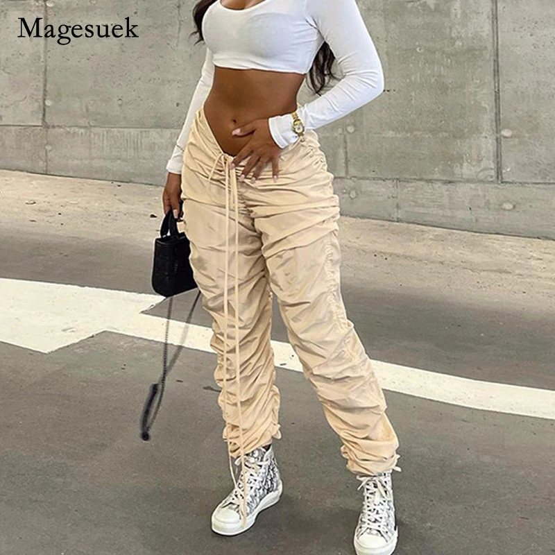 

Брюки женские плиссированные с высокой талией, на весну-осень