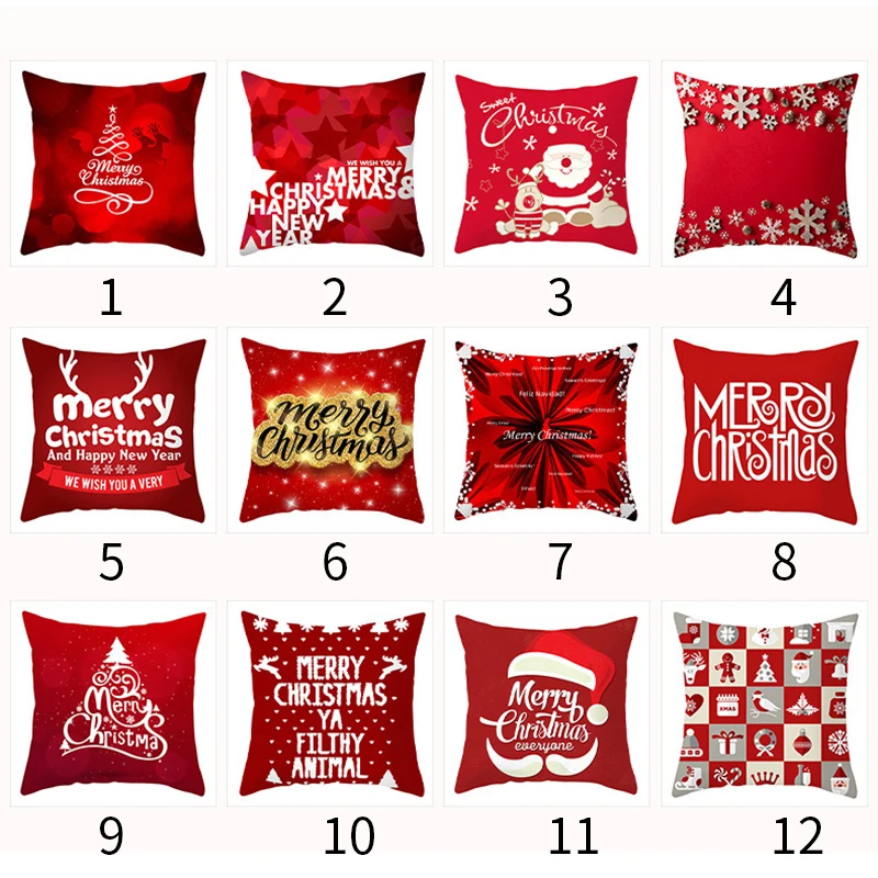 

Christmas Cushion Cover 45*45 Red Merry Christmas Printed Peach Skin Decorative Pillows Sofa Home Decoration Pillowcase