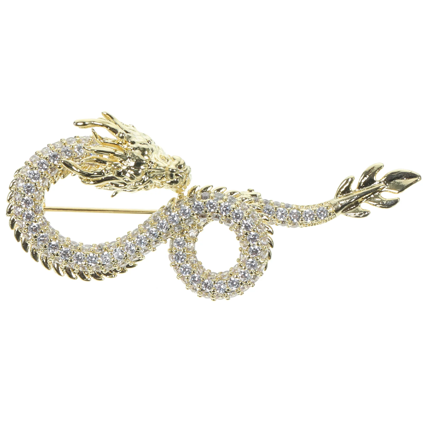 

Chinese Style Brooch Fashion Jewelry Women Decor Clothes Pin Metal Dragon Corsage Decorative