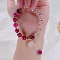 korean retro multi color lucky pumpkin crystal tiger eye stone bracelet for womens single circle friendship bracelets jewelry