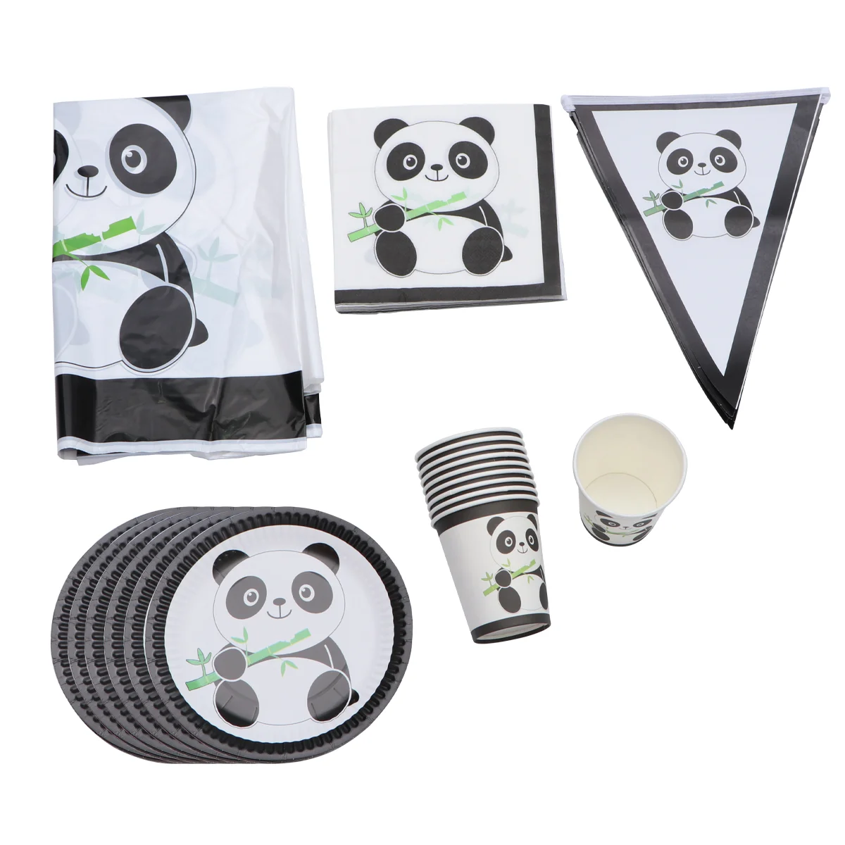 

Pennant Banner Paper Dish Plate Cup Tissue Tablecloth Birthday Party Supplies
