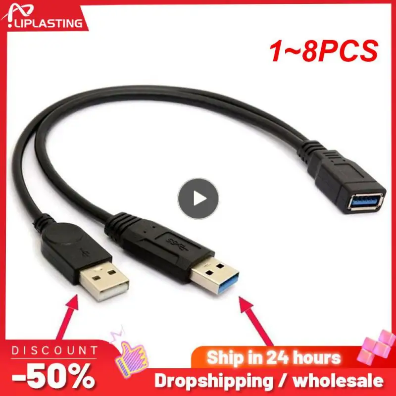 

1~8PCS 10cm 20cm 40cm 90 Degree Up & Down & Left & Right Angled USB 2.0 A Male to USB Female Extension Adapter Black cable