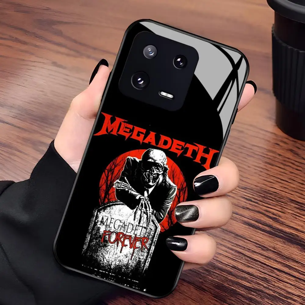 Фото Классический чехол для телефона Heavy Metal Rock Band Megadeths-S для Xiaomi 17 15 14 13 12 Mi 11 X T Ultra Pro Lite 5G, черный стеклянный чехол №3