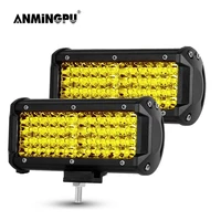 anmingpu 4 7 72w 144w yellow led light bar for car truck boat 4x4 tractor spotlight led work light bar offroad led bar 12v 24v