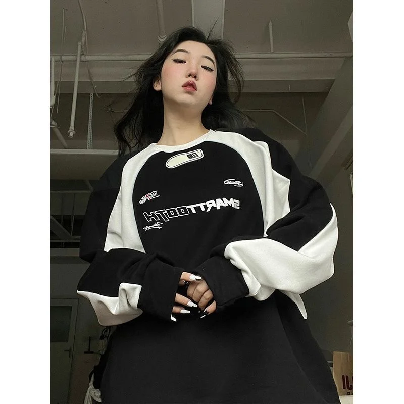 

Y2K Women Vintage Korean Acubi Streetwear Aesthetic Tech Hoodies Harajuku Pullover Hippie Sweatshirt Grunge 2000s Tops Clothes