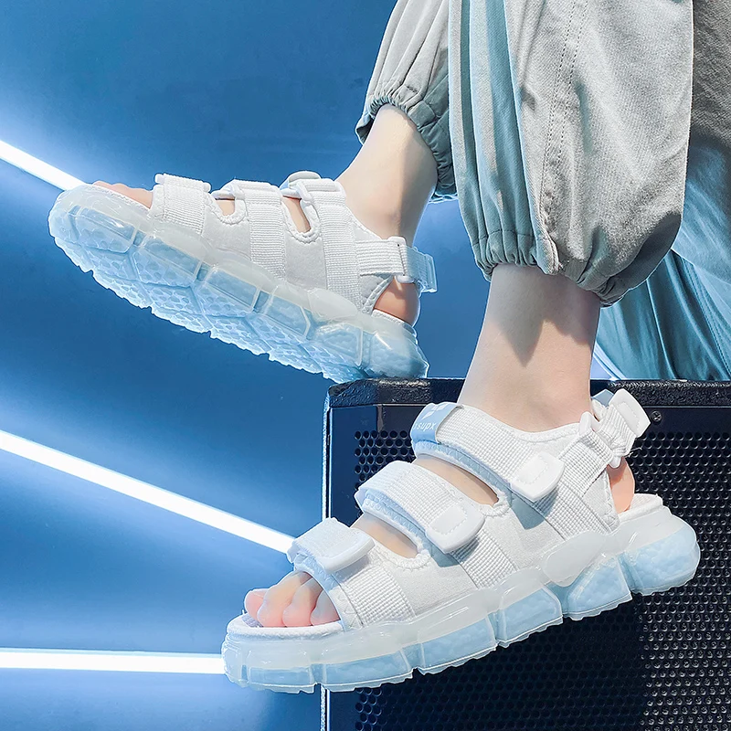

ACKOOR Summer hollow shoes Korean version fashion sports trend popcorn men's sandals increase temperament men's shoes white shoe