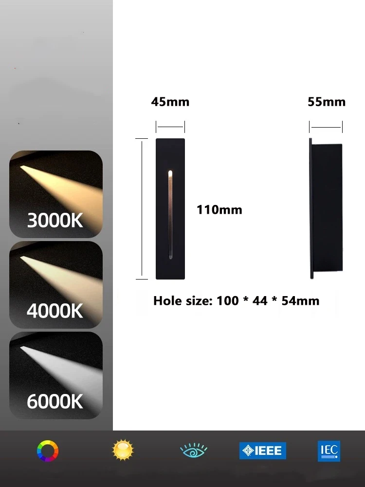 

Outdoor waterproof 3W foot lamp embedded in corridor staircase corridor corner beam of light step lamp corner lamp AC220VDC12V24