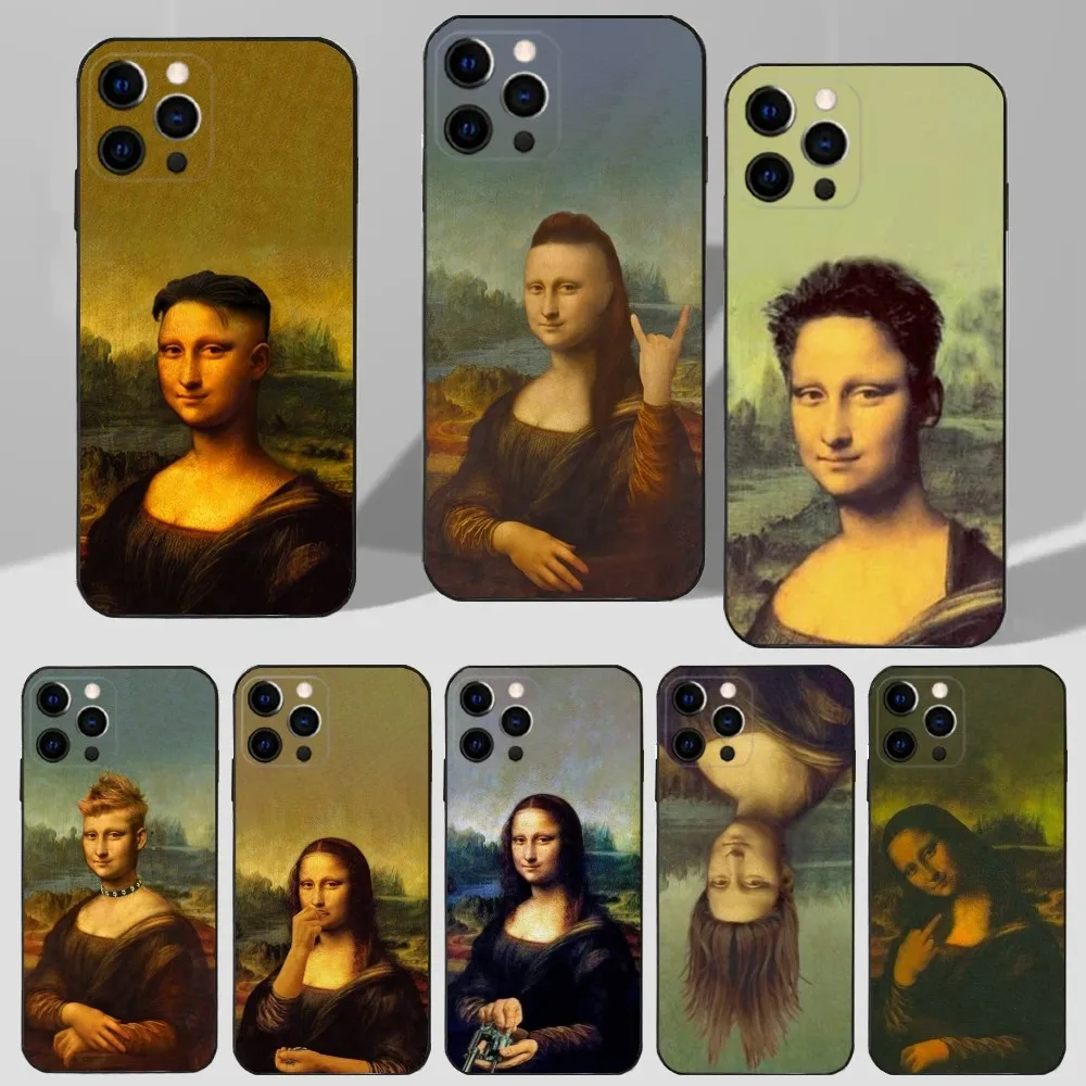 Чехол для телефона Funny M-Monas L-Lisas iPhone 16 15 14 13 12 11 Plus Pro Max XS XR SE Mini 8 7 мягкий силиконовый