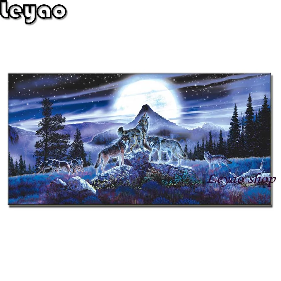 

Алмазная живопись с волком 5d Ночные волки ручная работа картина Стразы Вышивка животное домашний декор рукоделие 5d Сделай Сам