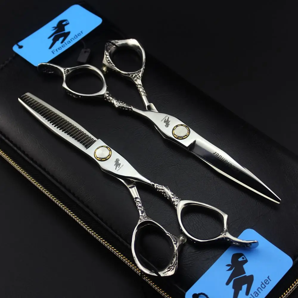 

Freelander 6 inch 440C Salon Hair Scissors Set Professional Hairdressing Cutting Scissors Barber Thinning Scissor Haircut Shears