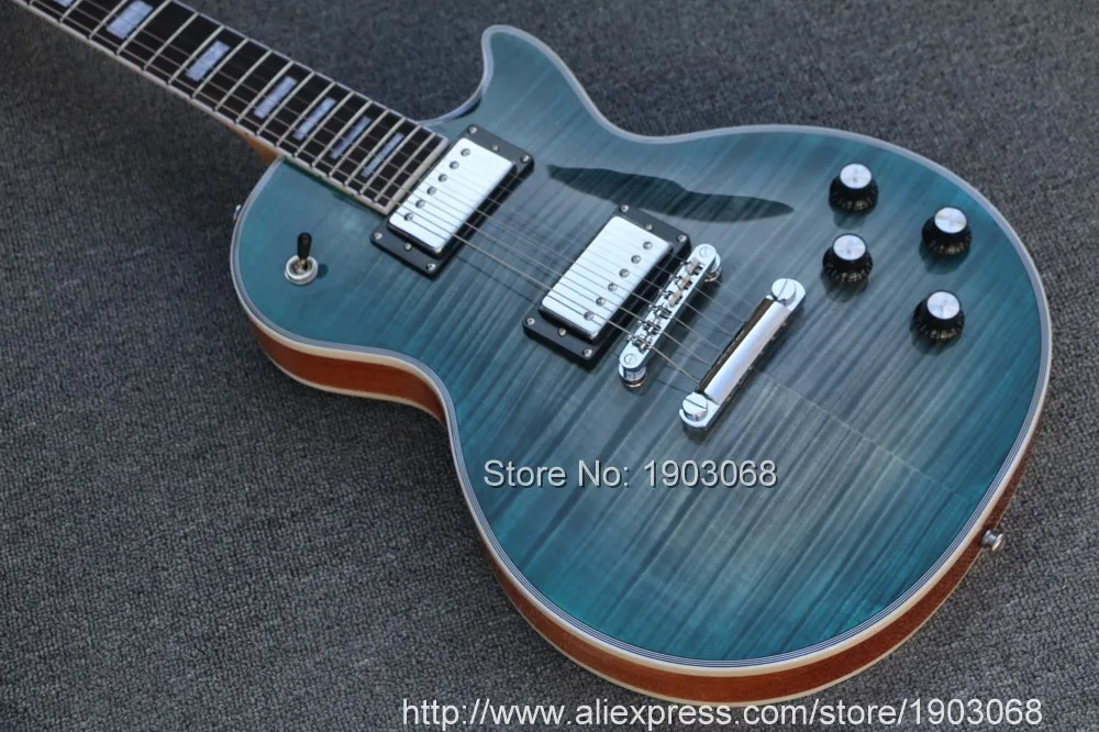 2022 line up custom blue tiger flame top electric guitar High quality mahogany body Chrome hardware free shipping | Спорт и