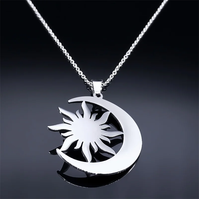 Ожерелье с подвеской Луна и солнце нержавеющая сталь