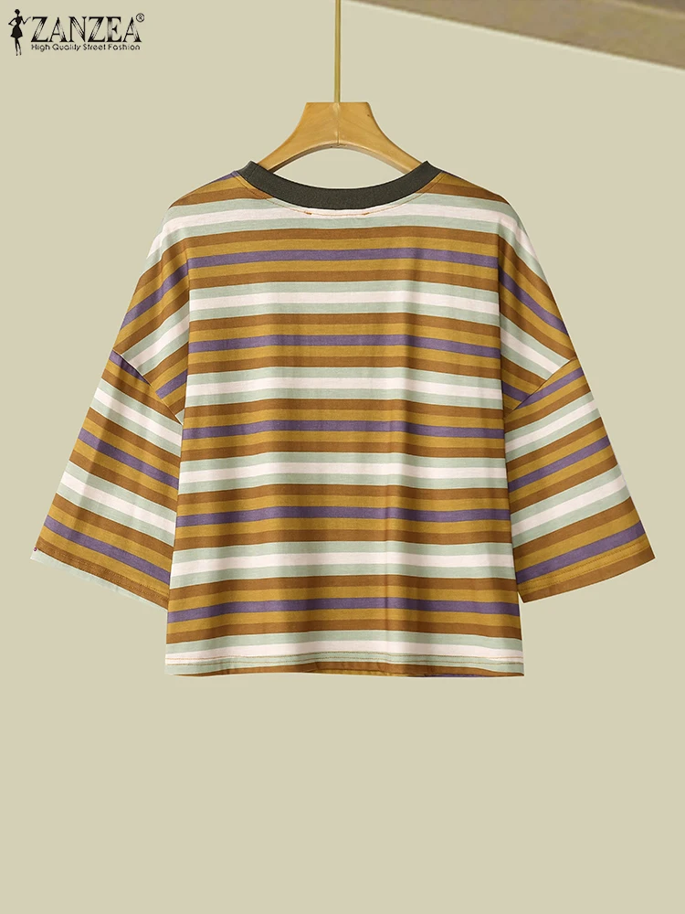 ZANZEA летние футболки с короткими рукавами 2025 г. женские простые повседневные топы