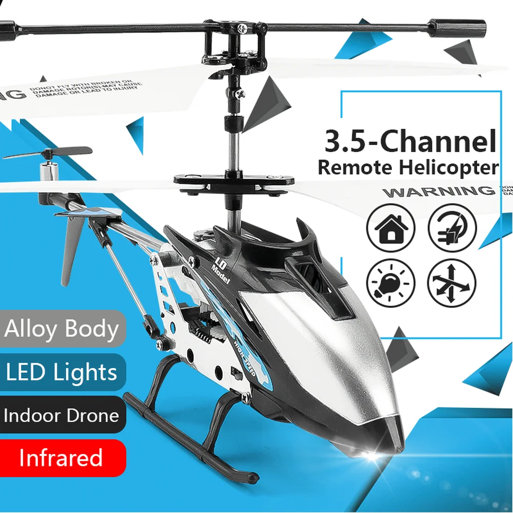 

Remote Control Helicopter 3.5CH Metal RC Helicopter Drop Resistant Alloy with Light USB Charging Toy Plane Model