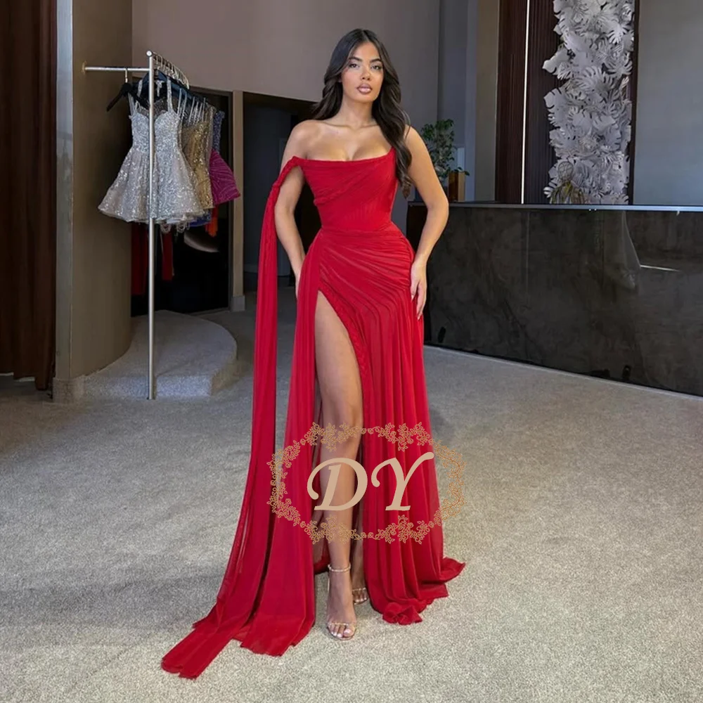 Фото Вечернее платье DY Modest Satin A-Line для женщин, на одно плечо, с плиссировкой, для выпускного вечера, с корсетной спинкой, на заказ №2