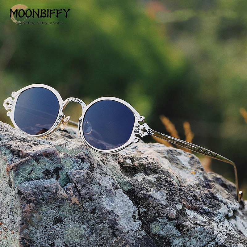 

Steampunk Oval Sunglasses Luxury Metal Frame Engraved Eyeglasses Street Shooting Eyewear High Quality UV400 Sun Glasses Men
