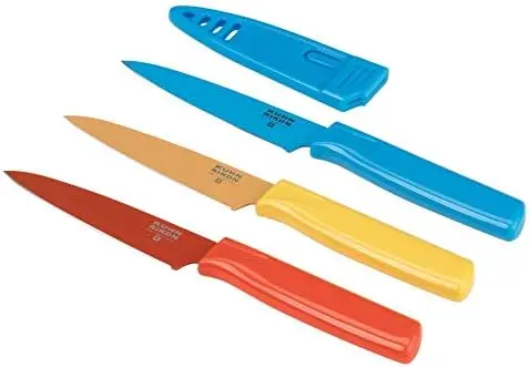 

Нож для чистки овощей с защитным чехлом, лезвие 4 дюйма/10,16 см, красный, желтый и синий (1 в упаковке)