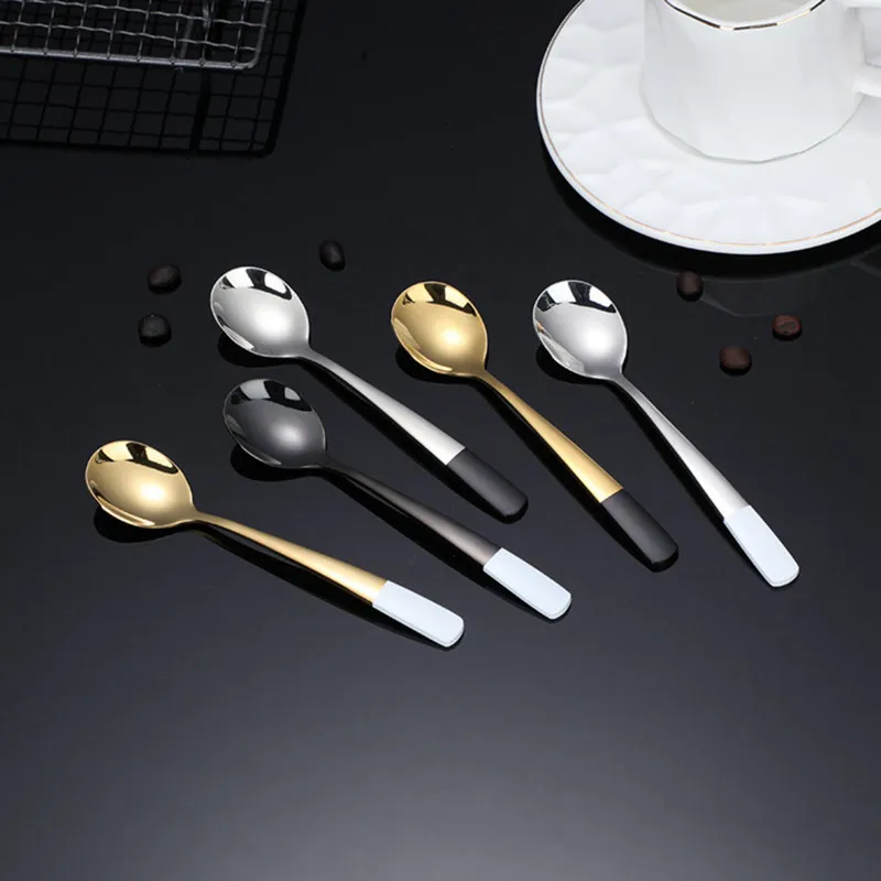 

Round Shaped Spoon Ice Cream Dessert Spoon Teaspoons Juice Coffee Stirring Cutlery Kitchen Accessories