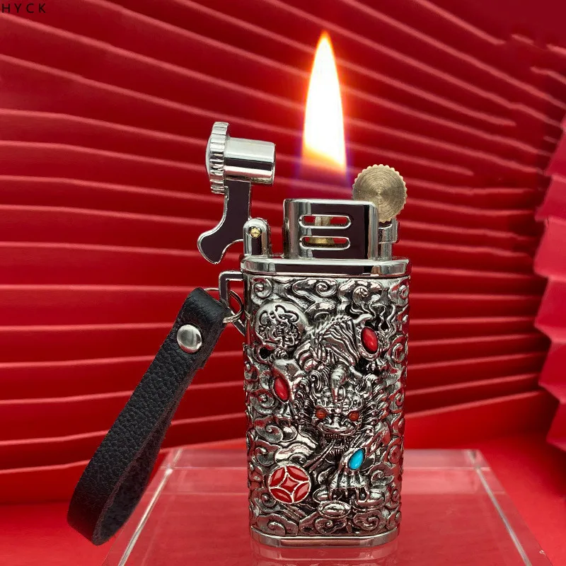 Hot Selling Chief Metal Kerosene Personalized Creativity Retro Windproof Lighter Cigar Accessories Men's High-end Gifts