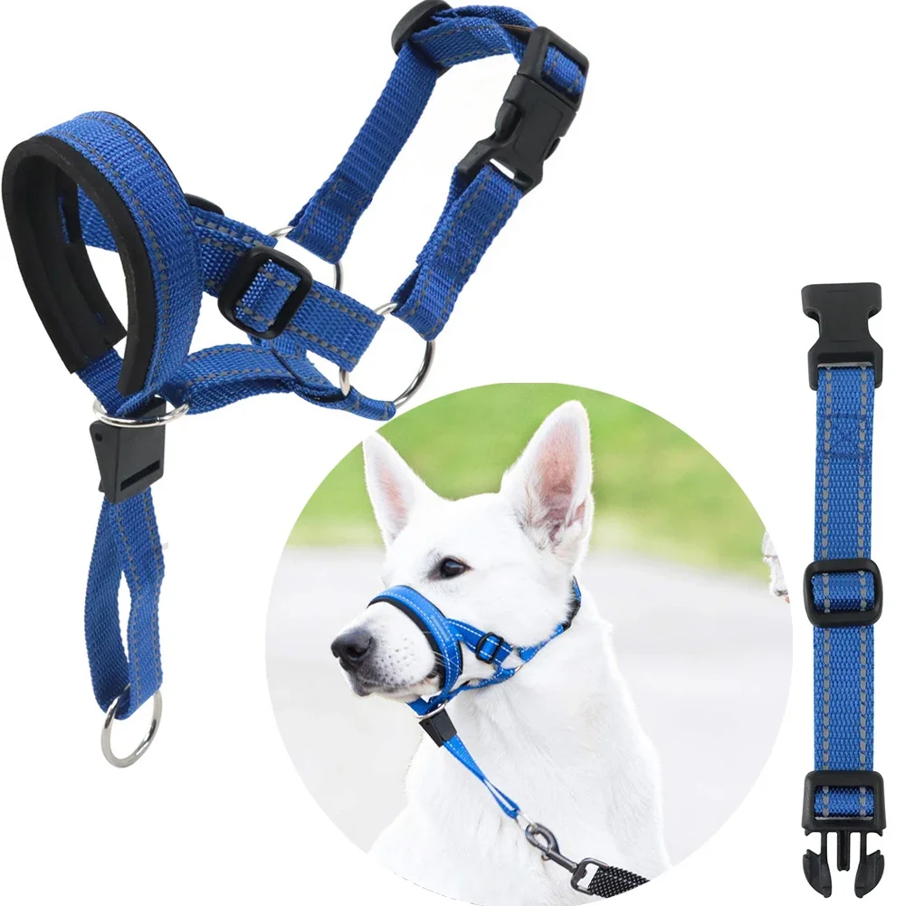 

Dog Muzzles Adjustable Bite Mask Traction Kit Nose Mouth Set Training Lead Rope Guide Control Easy To Fit Dog Accessories