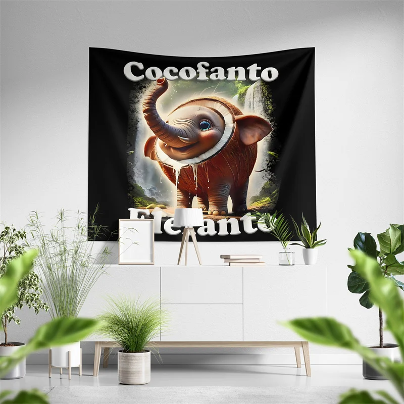 Фото Настенный гобелен Aertemisi Cocofanto Elefanto с итальянским забавным мемом для декора спальни, гостиной, фон для вечеринок №2