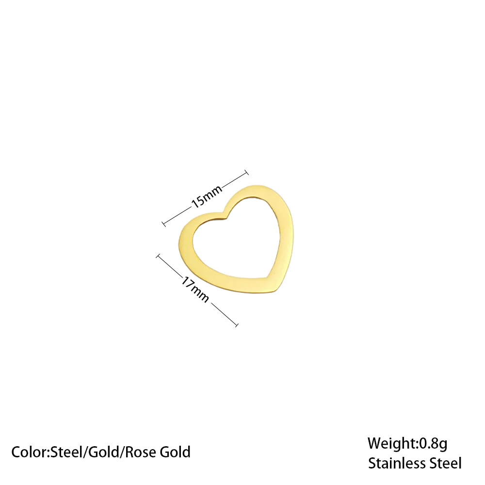 

Satinless Steel 5PCS 10PCS 15*17mm 3 Color Metal Hollow Out Hearts Charms Fit Jewelry Pendant Charms Makings DIY Handmade Craft