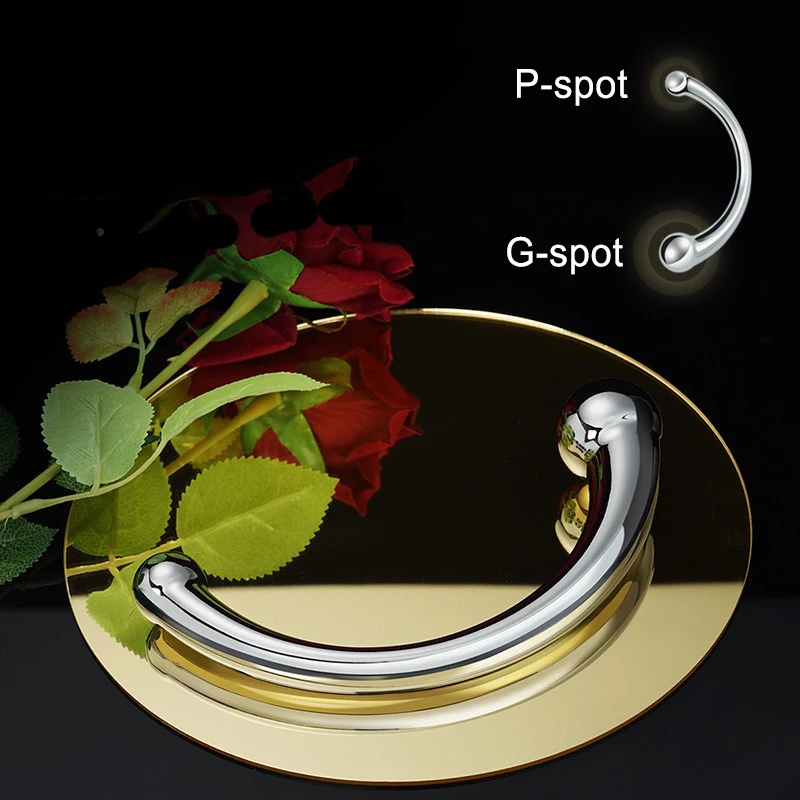 Металлическая анальная пробка с двойной головкой массажер простаты G-точка