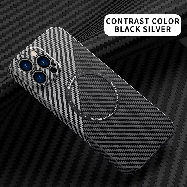 

Thin Carbon Fiber Magnetic Case For iPhone 14 Max 13 12 11 Pro Max Cool Aramid Fiber Phone Case