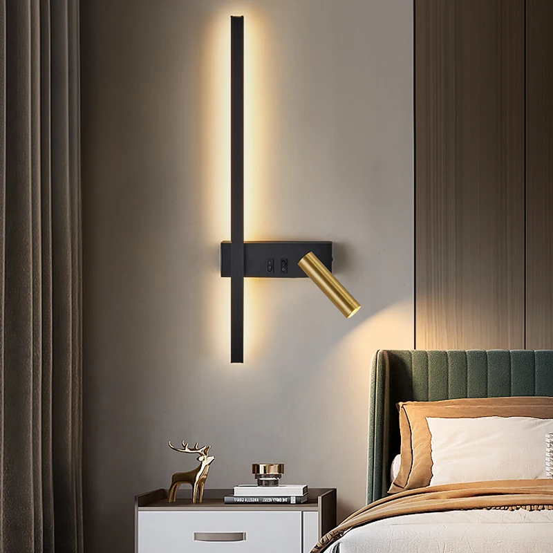

Modern Adjustable LED Wall Lamp Swing Spotlight Double Switch Bedside Lighting Staircase Hall Background Wall Light Home Decor