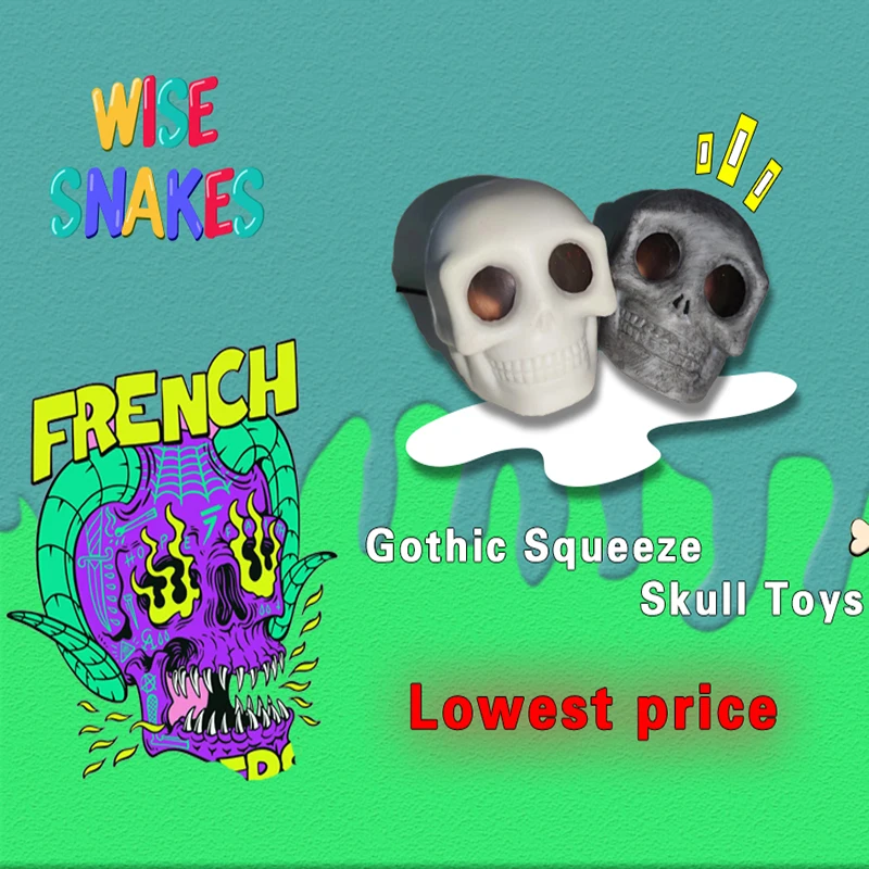 

Skull Stress Relief Toy Fun and Funny Gothic Toys Adults Kids Decompression Vent Kneading Fidget Toy Halloween Gift for Friend