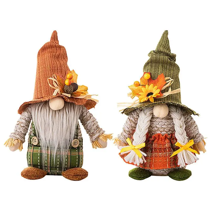 

Fall Gnomes Handmade Faceless Doll Pumpkin Sunflower Figurines Gnome Elf Dwarf Swedish Plush Ornaments Christmas Decorations