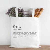 grit definition tote bag canvas motivation print reusable bag motivational quotes prints canvas tote bag letter fashion