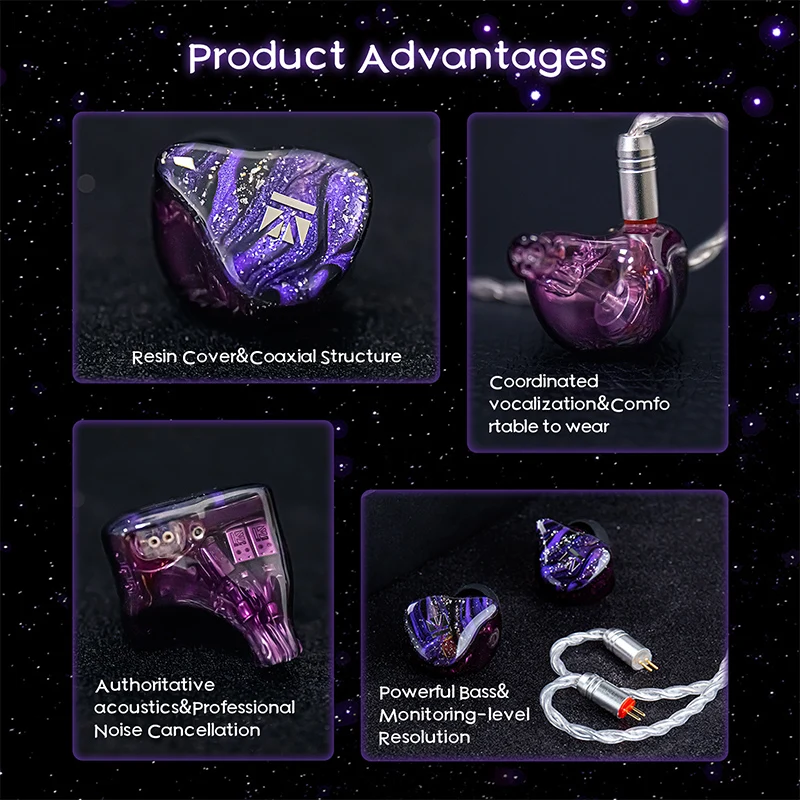 Фото KBEAR Cepheus KB16 Гибридные внутриканальные наушники (IEM) с 2DD+6BA драйверами, 10мм+6мм коаксиальные динамические и 6BA гибридные драйверы, HiFi мониторы для ушей, 0.78мм 2-контактный разъем, корпус из полимерной смолы №4