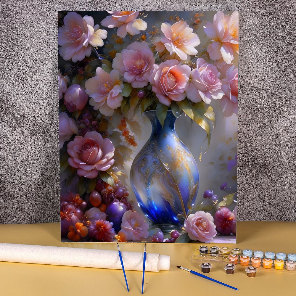 

40×50CM DIY Painting By Numbers Retro Flowers Picture Colouring Zero Basis HandPainted Oil Painting Unique Gift Home Decor