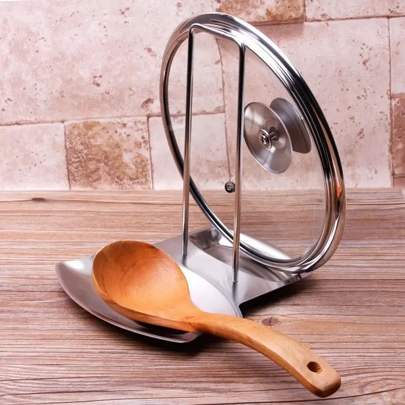 

Kitchen Multifunctional Stainless Steel Pot Lid Rack Detachable Pan Cover Shelf Spatula Holder Spoon Stand Kitchen Accessories
