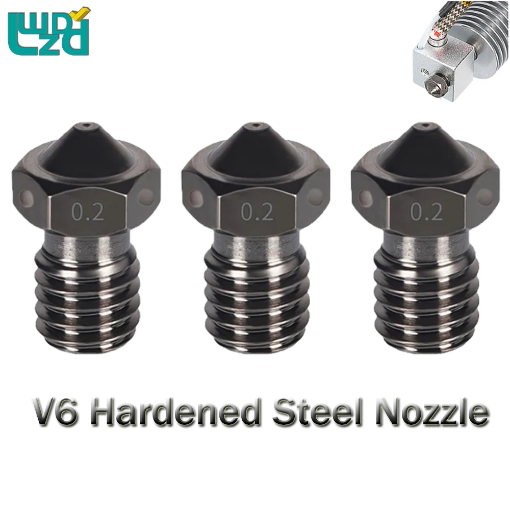 

2pcs E3D V6 Hardened Steel Nozzle M6 Thread Corrosion-Resistant V6 Hotend Nozzles For 1.75mm Carbon Fiber PEI PEEK Filament