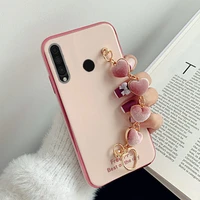 for huawei y6p case luxury love heart plush wrist chain case for honor 9x 8x 10i 20 20s 30i 30s 50 pro 10 lite y6p y7a y9s cover