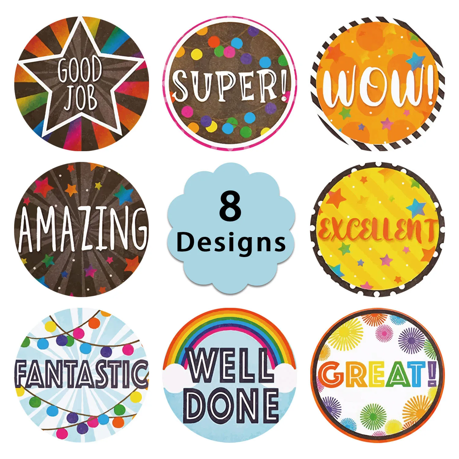 

500PCS Incentive Stickers for Kids,1 Inch Reward Stickers in 8 Designs.Teacher Supplies for Classroom Encouraging Stickers